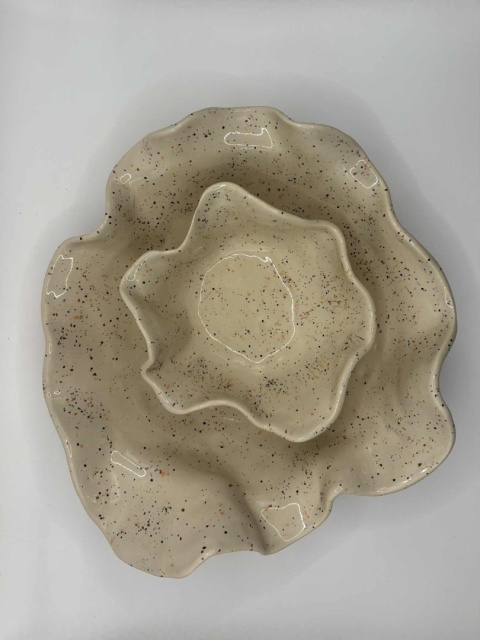 Zestaw mis ceramicznych – falowane, ręcznie formowane - zestaw 2 szt.