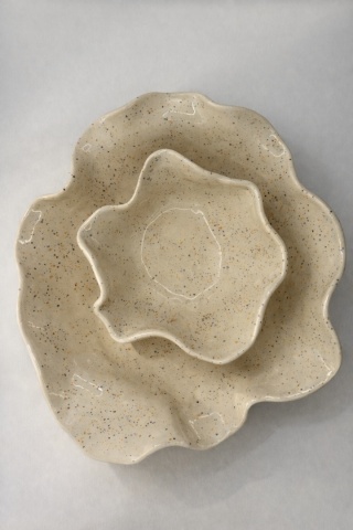 Zestaw mis ceramicznych – falowane, ręcznie formowane - zestaw 2 szt.