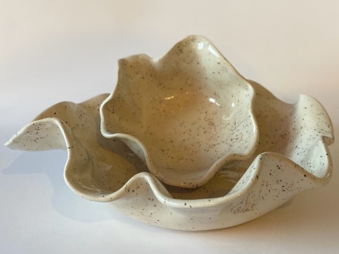 Zestaw mis ceramicznych – falowane, ręcznie formowane - zestaw 2 szt.